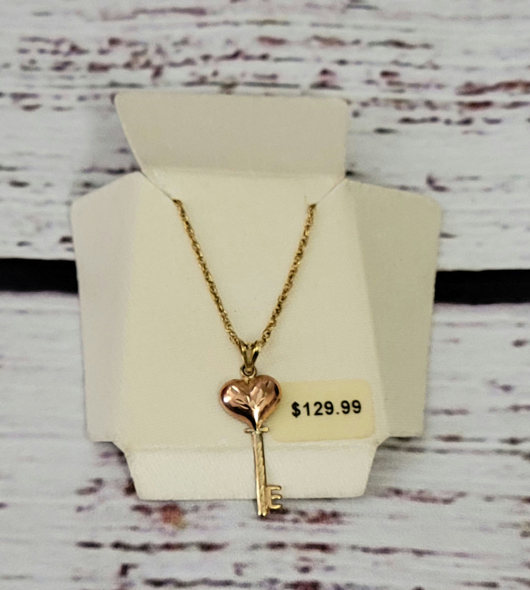 new - 14k necklace key