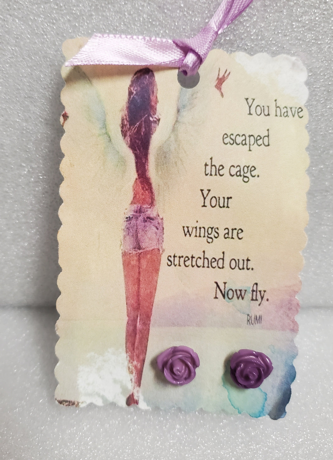 rose earrings purple - new