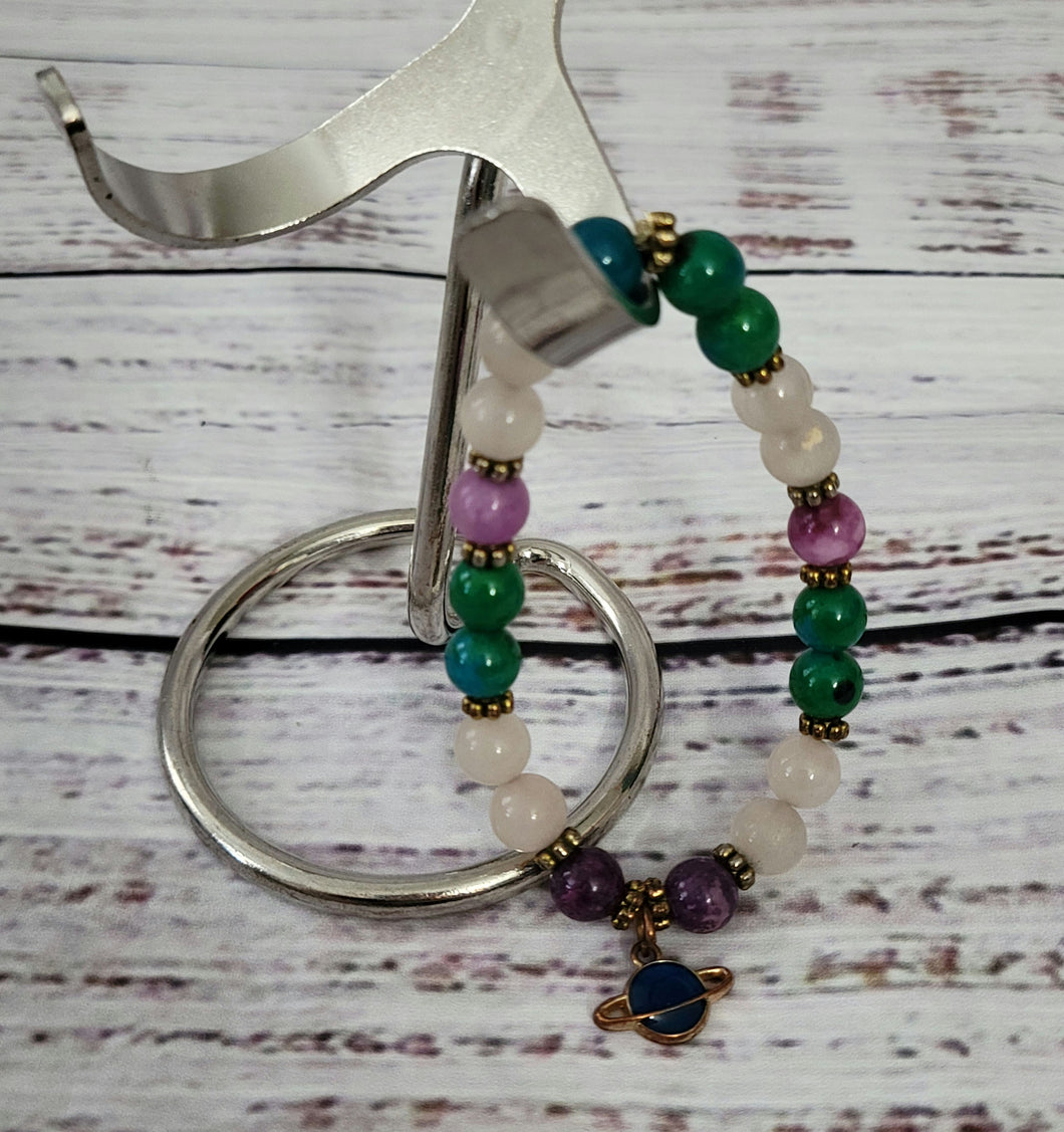 new - gemstone bracelet purple,blue,green