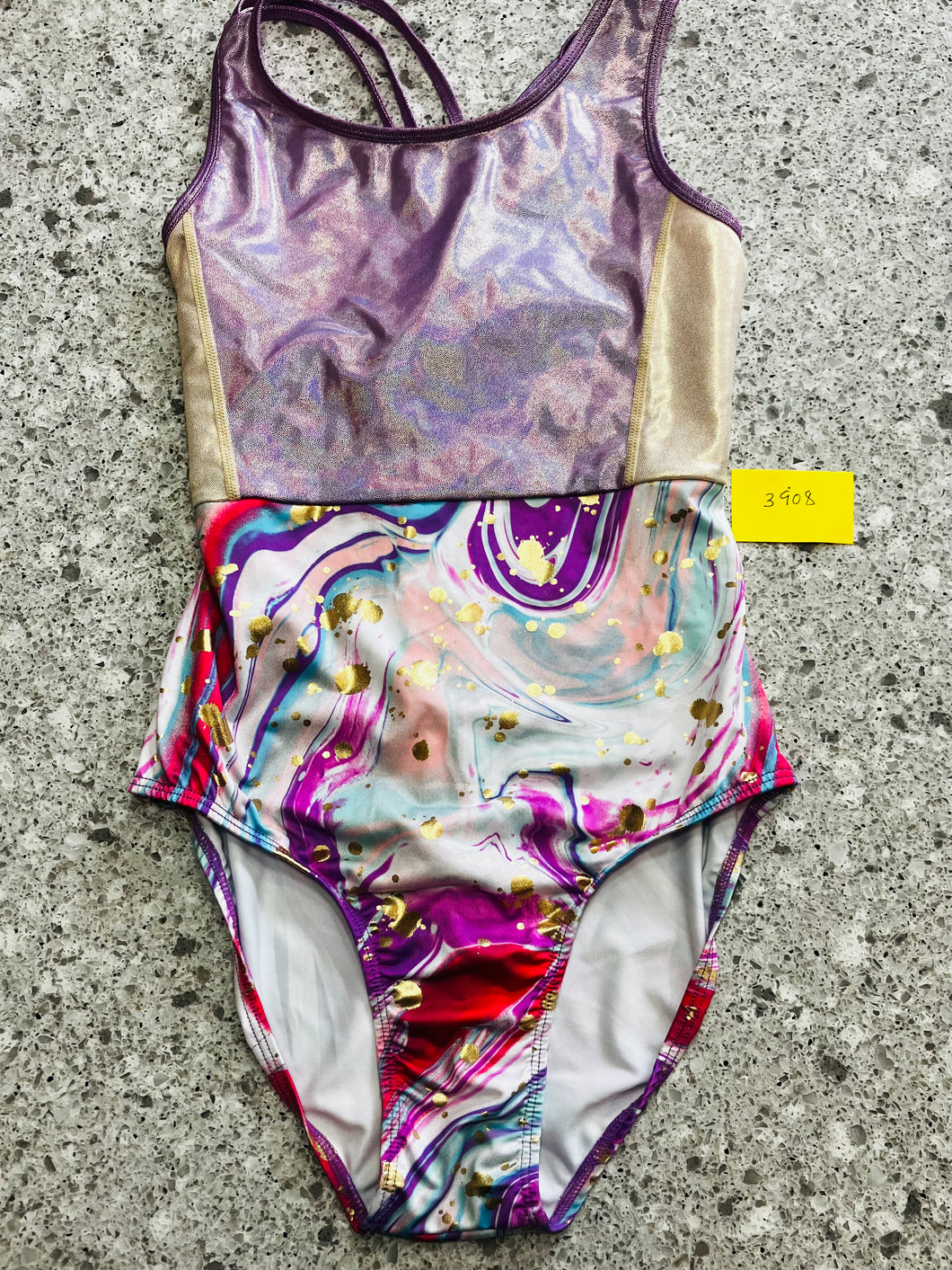 JUSTICE  LEOTARD SLEEVELESS-PURPLE PRINT - size 16