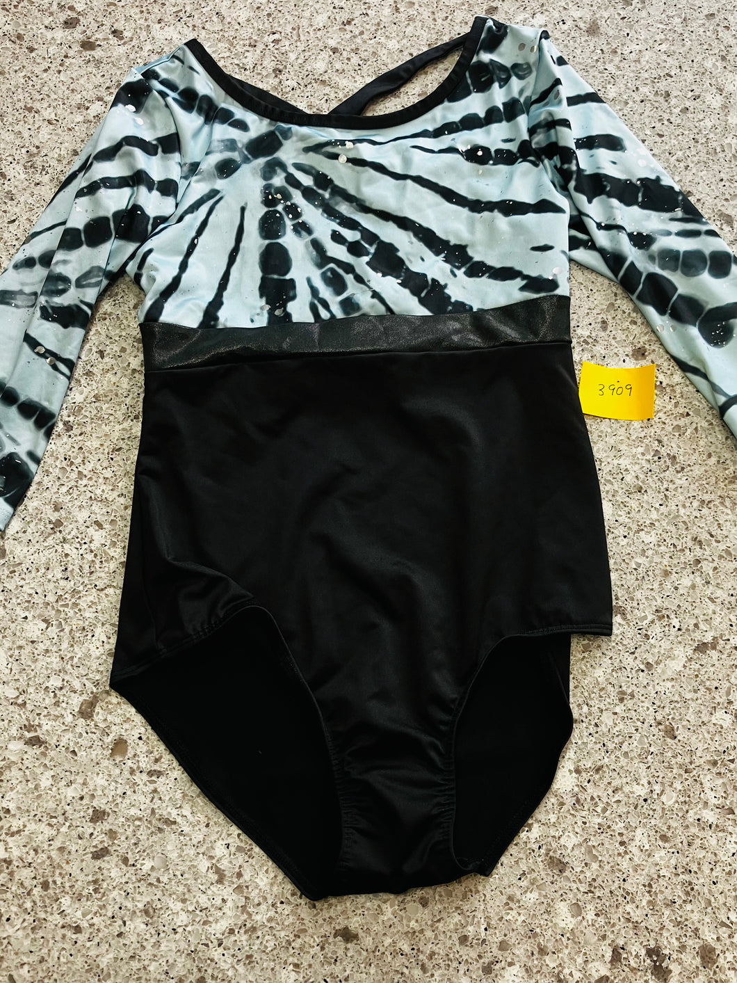 JUSTICE 3/4 SLEEVE LEOTARD - BLACK / BLUE - size 16