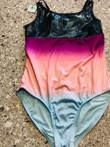 JUSTICE LEOTARD BLACK/PINK/BLUE - size 16
