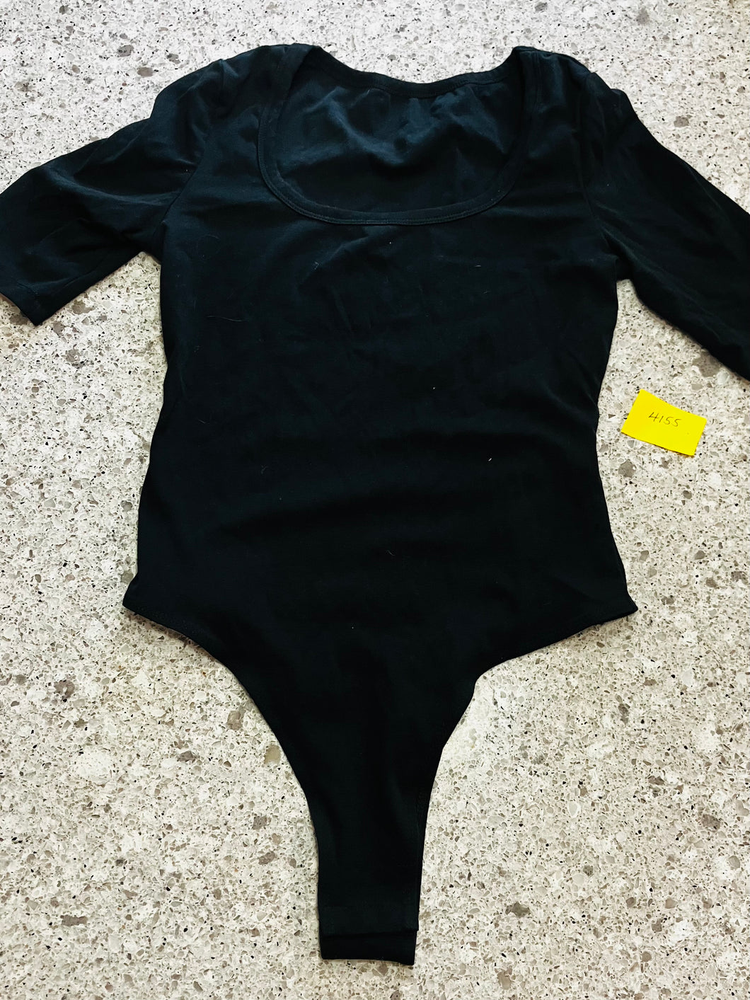 BLACK SHORT SLEEVE LEOTARD WITH SNAPS - size Medium
