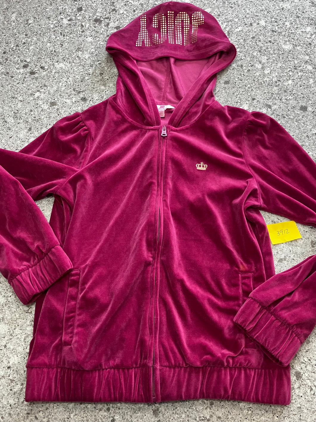 JUICY COUTURE VELOUR RASPBERRY HOODIE - size 16