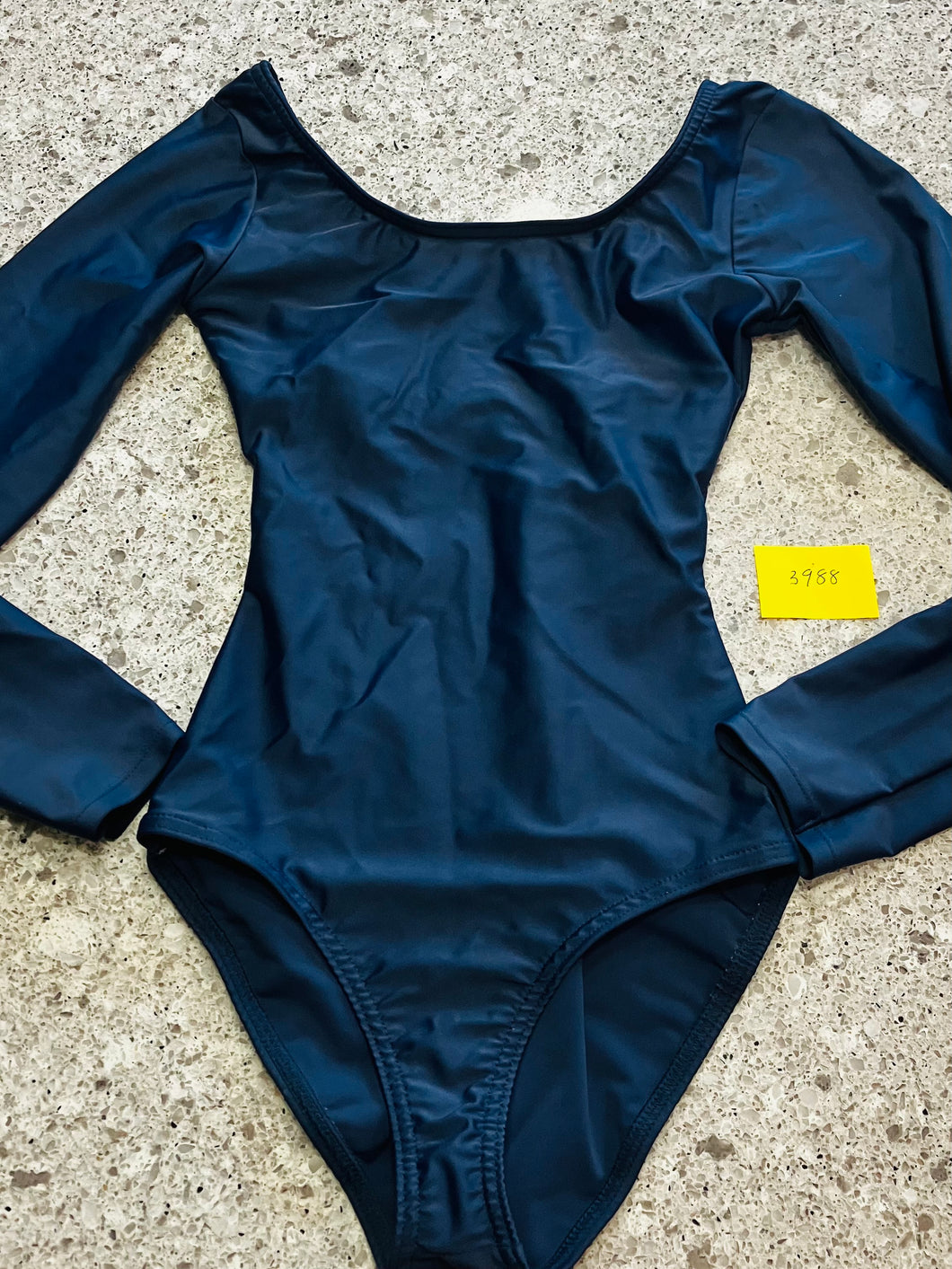 NAVY 3/4 SLEEVE LEOTARD - size Small